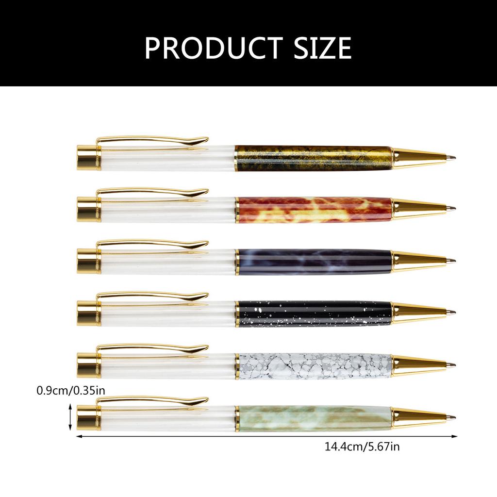 6 ks Neobvyklá kuličková pera s kovovým klipem na pero, Kancelářské podpisové pero, Otočný mechanismus, Hrot 1,0 mm, Píše hladce pro ženy, dívky