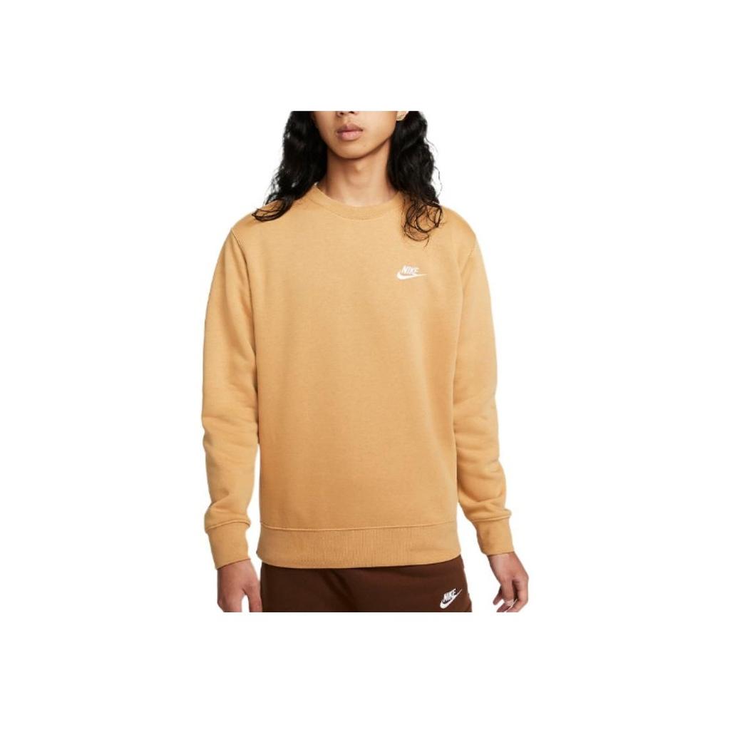 Nike Solid Color Logo Embroidery Sport Pullover Sweatshirt Men Tops Brown BV2663-722