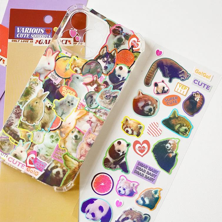 1Pc American Vintage Animal Color Edge Adesivos Meninas Meninos Capa de Celular Bagagem Guitarra Plataforma PC Laptop Decoração DIY