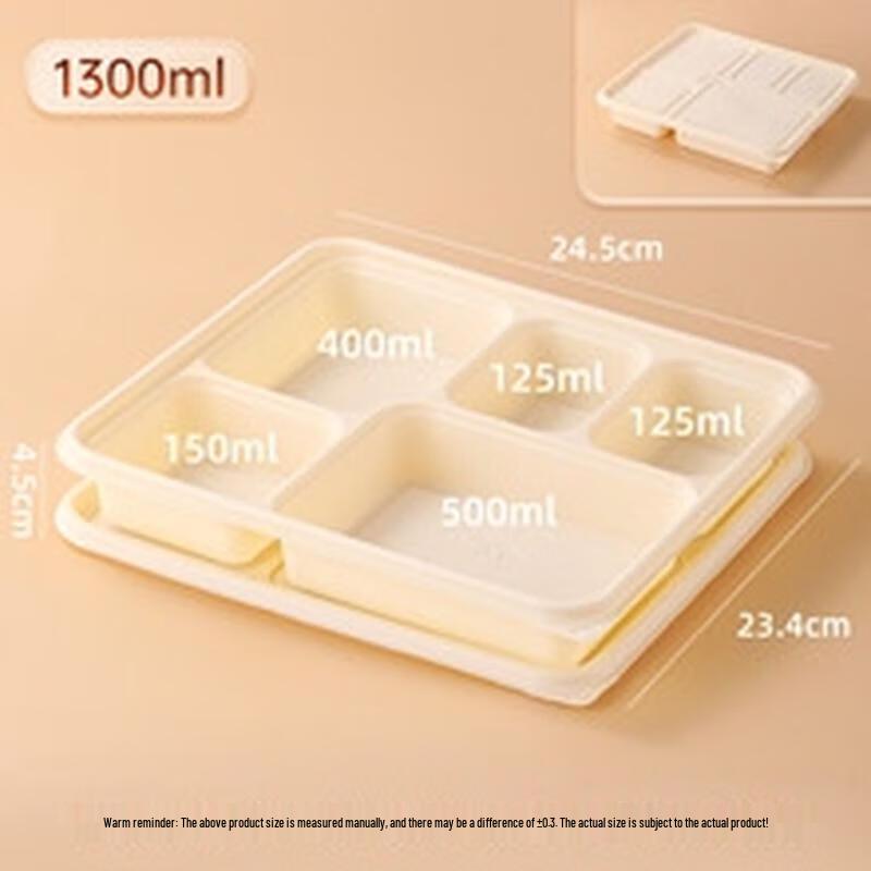 HANDUNYOU Biodegradable 5-Compartment Disposable Meal Box