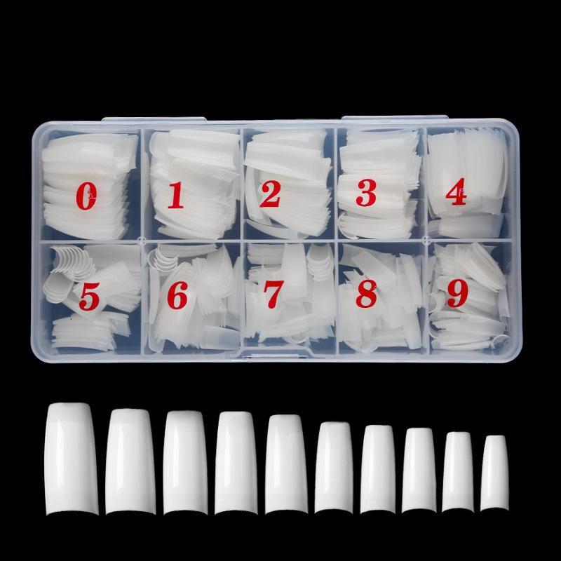 500 Nail Art Pieces/Box, French Manicure Tips, Full-Coverage And Half-Coverage False Nails, Natural White And Transparent
