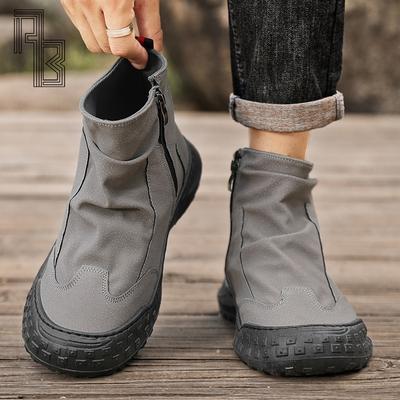 Men's High Top Boots, Autumn New Breathable Workwear Shoes, Trendy and Versatile Anti Slip Casual Labor Protection Shoes