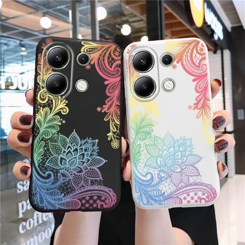 

Роскошный кружевной узор Мягкий силиконовый чехол для Xiaomi Redmi Note 13 Pro 14 Samsung A55 S24 iPhone Huawei Honor Realme Camera Защитный противоударный чехол Samsung Galaxy S9 Plus