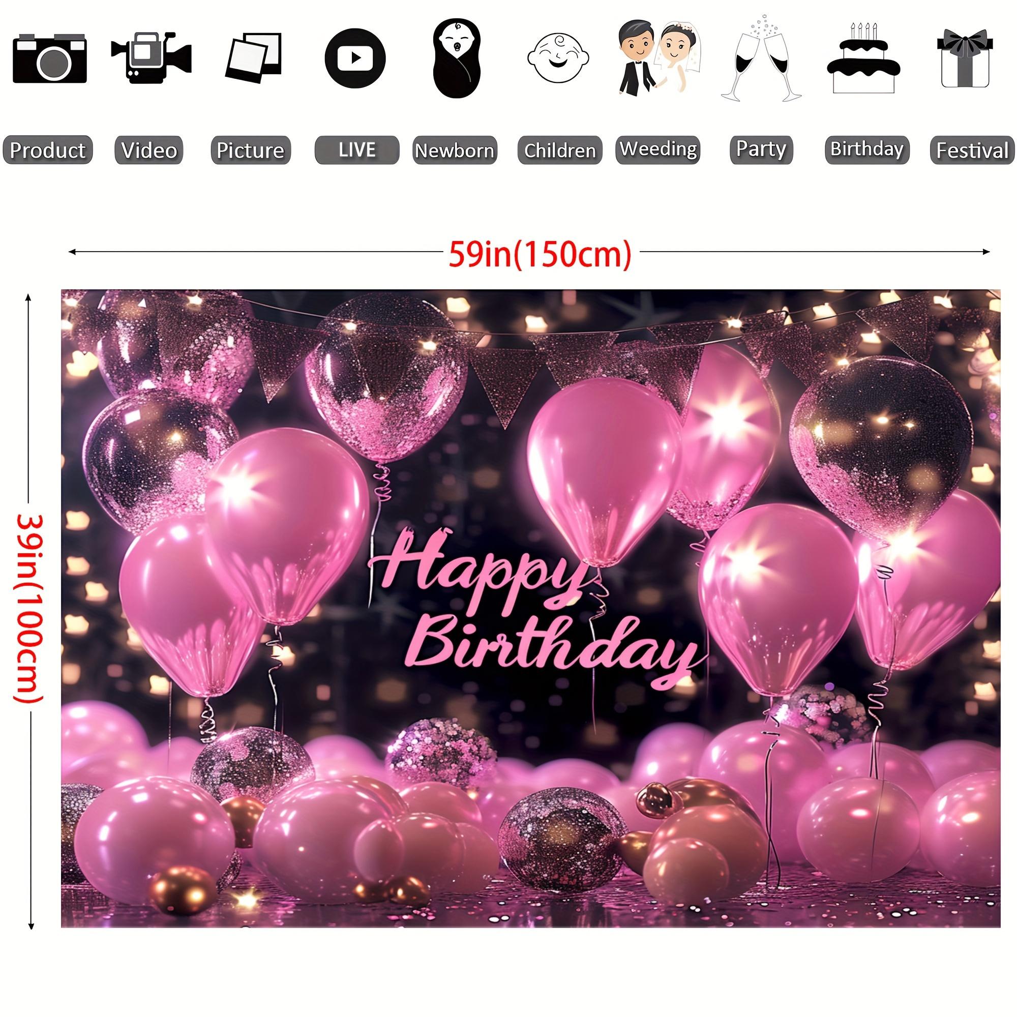 Pink and gold Happy Birthday background, sparkling black and rose gold party decorations, holiday birthday photography 130X150cm розовый