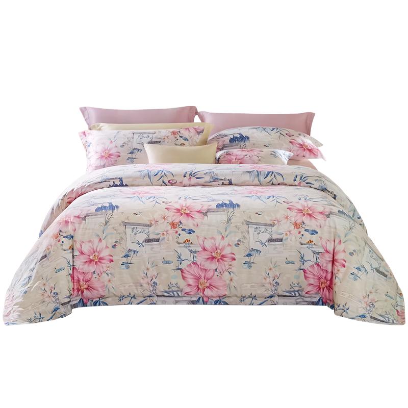 Fuanna Hyaluronic Acid 60S Long-Staple Cotton 4-Piece Bedding Set