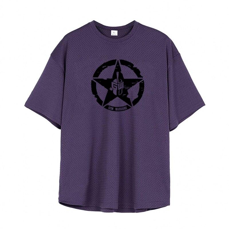 Muscleguys Männer Bodybuilding Sport Kurzarm Sommer Training Fitness Mesh Tops Gedruckt Dünne Jugend Freizeit Grafik T Shirts