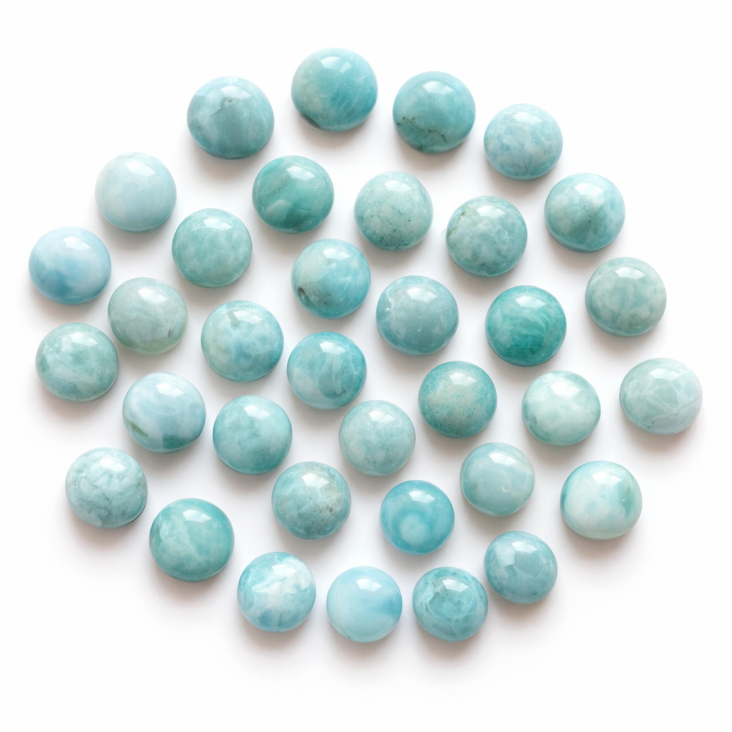 

Larimar Round Cabochon Lot – Calibrated 8x8 mm Natural Smooth Flat Back Gemstone for Jewelry Making 1 Piece синий