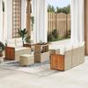 8-Piece Garden Sofa Set with Beige Cushions Poly Rattan Acacia 3363251