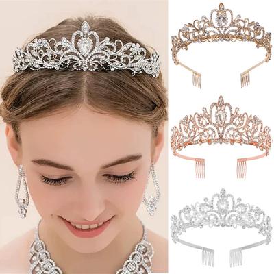 Neue Prinzessin Kristall Tiara Kronen Stirnband für Frauen Mädchen Braut Abschlussball Strass Krone Hochzeitsfeier Accessoires Haarschmuck