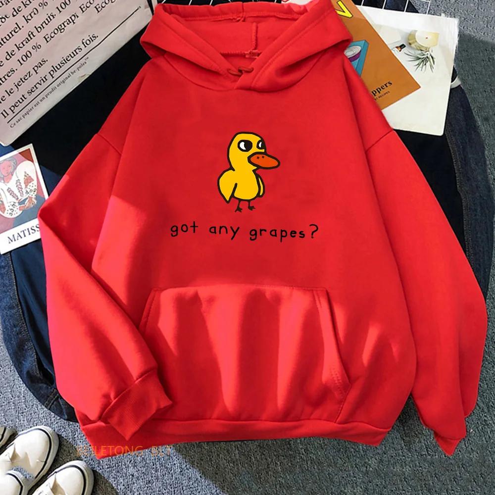 The Duck Song Got Any Grapes Printed Hoodies Kawaii Cartoon Women Sweatshirts Winter Soft Comfortable Clothing