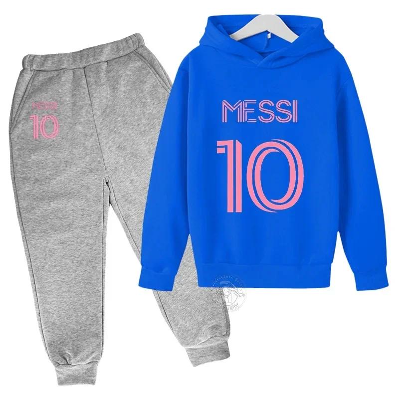 Set Hanorace Copii Fotbalist Messi Modă Strădală Băieți și Fete Pulover Sport Toamnă + Pantaloni de Trening Set 2 Piese Outdoor
