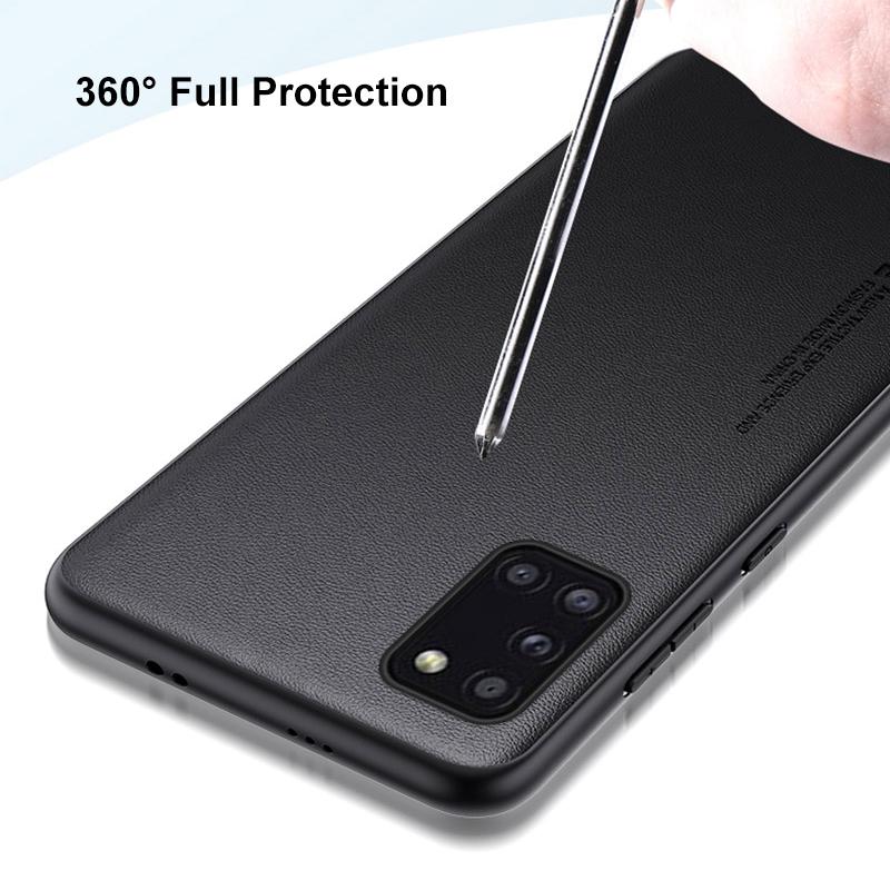 Luxury PU Leather Case For Samsung Galaxy A31 Back Cover Matte Silicone Shockproof Protection Phone Case For Samsung A31 Coque