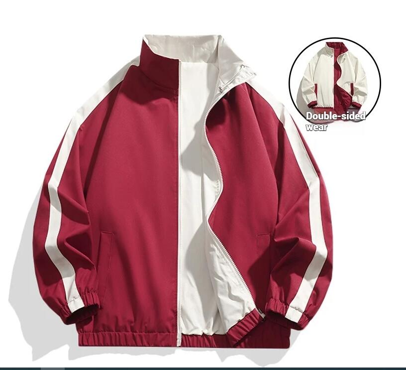 

Двусторонняя куртка Весенняя куртка для пары Y2k Двусторонняя куртка с длинным рукавом Женское реверсивное ветрозащитное пальто Мужская одежда Брызгозащитная L красный
