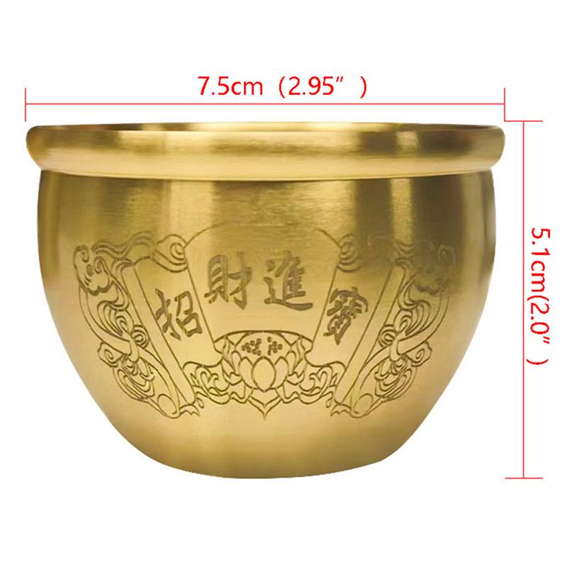 Brass Baifu Cup Rice Jar, Fortune Gathering Jar Living Room Study Copper Ornamen