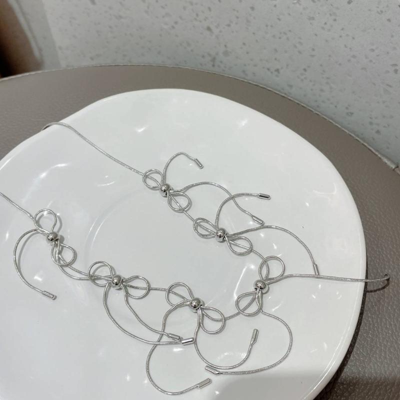 Süßer Y2k-Stil Kurze Schlüsselbeinkette Metall Schleife Anhänger Charm Halskette Verstellbare Halskette für Jubiläumsfeier