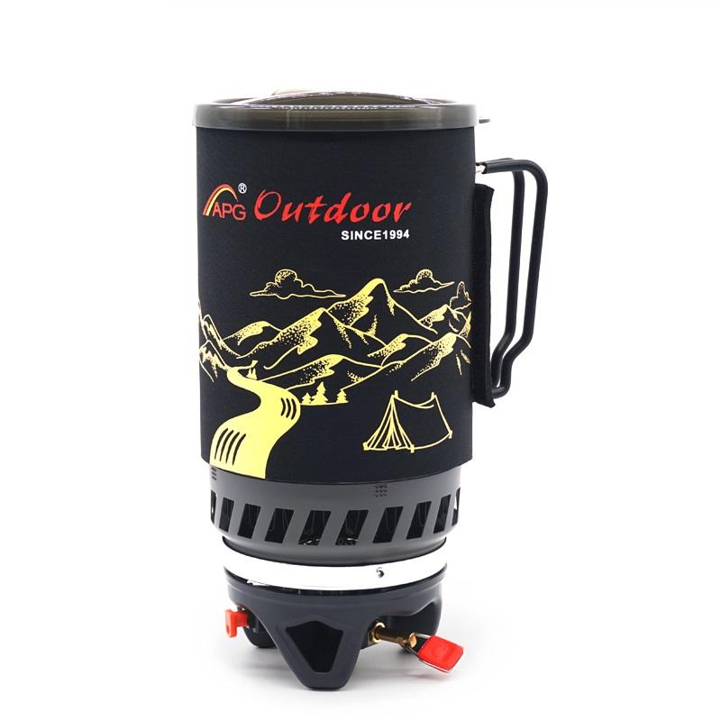APG Portable 1400ml Cooking System Outdoor Hiking Camping Stove Heat Exchanger Pot Propane Gas Burners