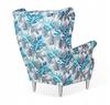ARI PRINT Scandinavian Family Furniture Wing Chair, Grey-blue Leaves
