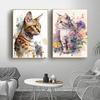 Retro Elegant Cute Watercolor Siamese English Short Cat Art Poster Oil Canvas Printed Mural Living Room Bedroom Home Decoration