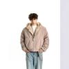 Autumn and Winter New Mountain Carving Fur Collar Plush Thickened Cotton Jacket Men's and Women's Winter Tooling Couple's Coat
