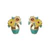 Handgefertigte Zirkonia Sonnenblumen-Steckohrringe - Retro Light Luxury