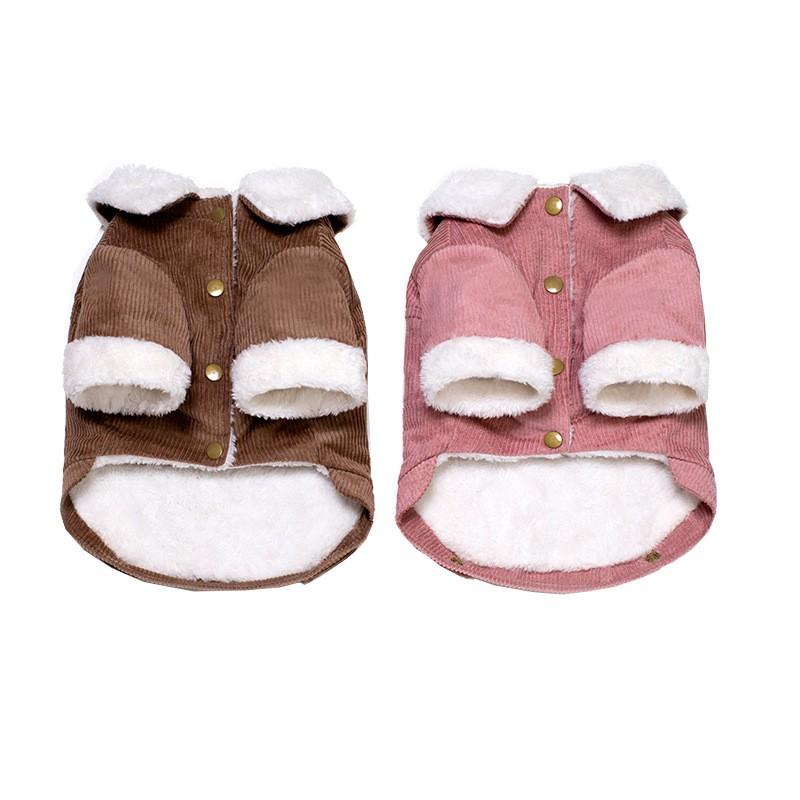 Warm Winter Dog Coat Fleece Lined Corduroy Pet Jumpsuit Pug French Bulldog Small Medium Large Dogs