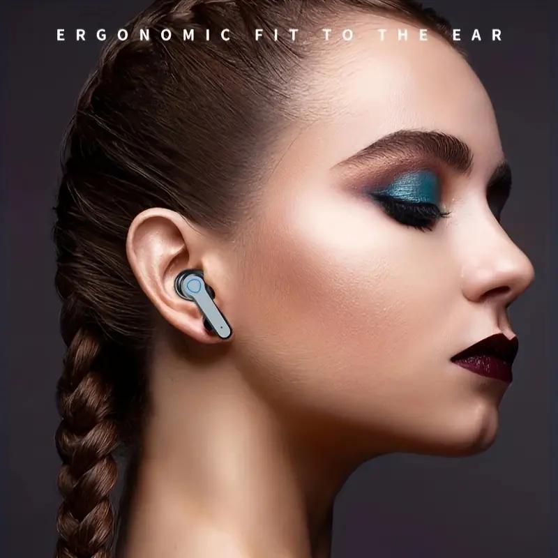Sluchátka Bluetooth V5.1, 9D stereo zvuk, Vodotěsná sluchátka, Sluchátka s dotykovým ovládáním, Nabíjecí krabička se svítilnou