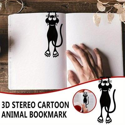 2PCS 3D Stereo Kawaii Cat Bookmarks Hollow Animal Bookmark for Girl Gift Plastic Cute Bookmark Student Reading Stationery