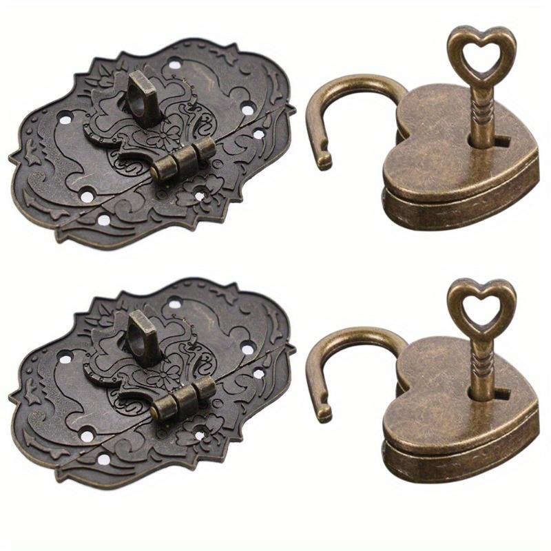 

2sets Antique Brass Wooden Case hasp Vintage Decorative Jewelry Gift Box Suitcase Hasp Latch Hook Furniture Buckle Clasp Lock 2sets