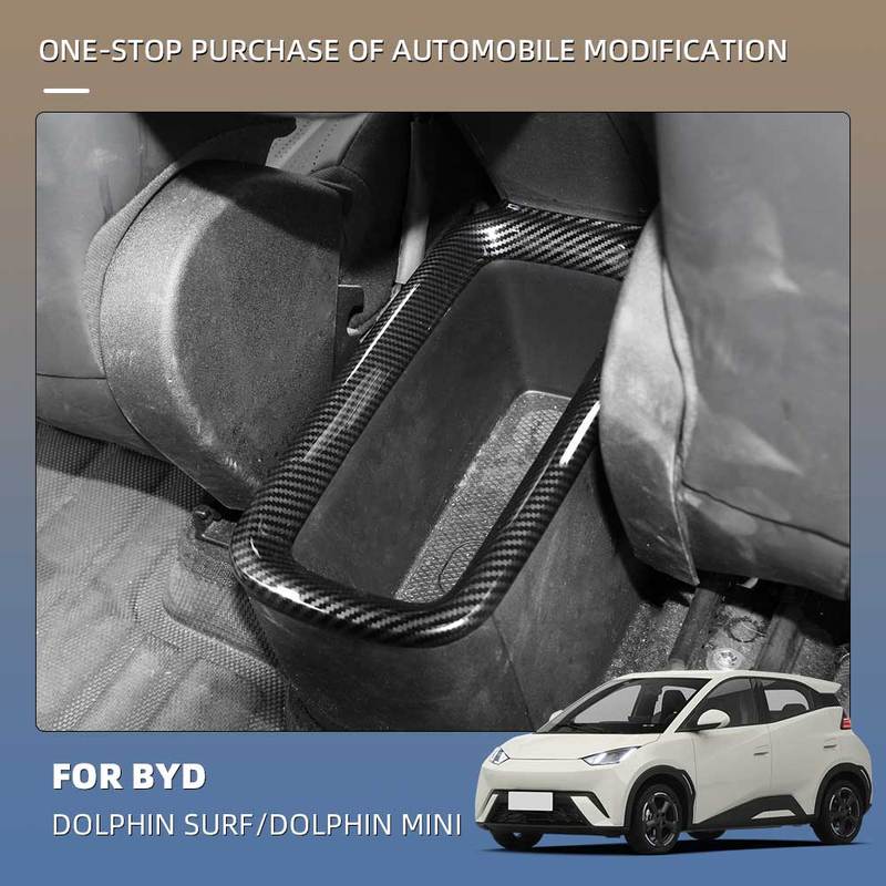 For BYD Dolphin Mini Seagull Dolphin Surf 2024 2025 Car Rear Compartment Storage Box Carbon Fiber Texture Adhesive Sticker Acc.