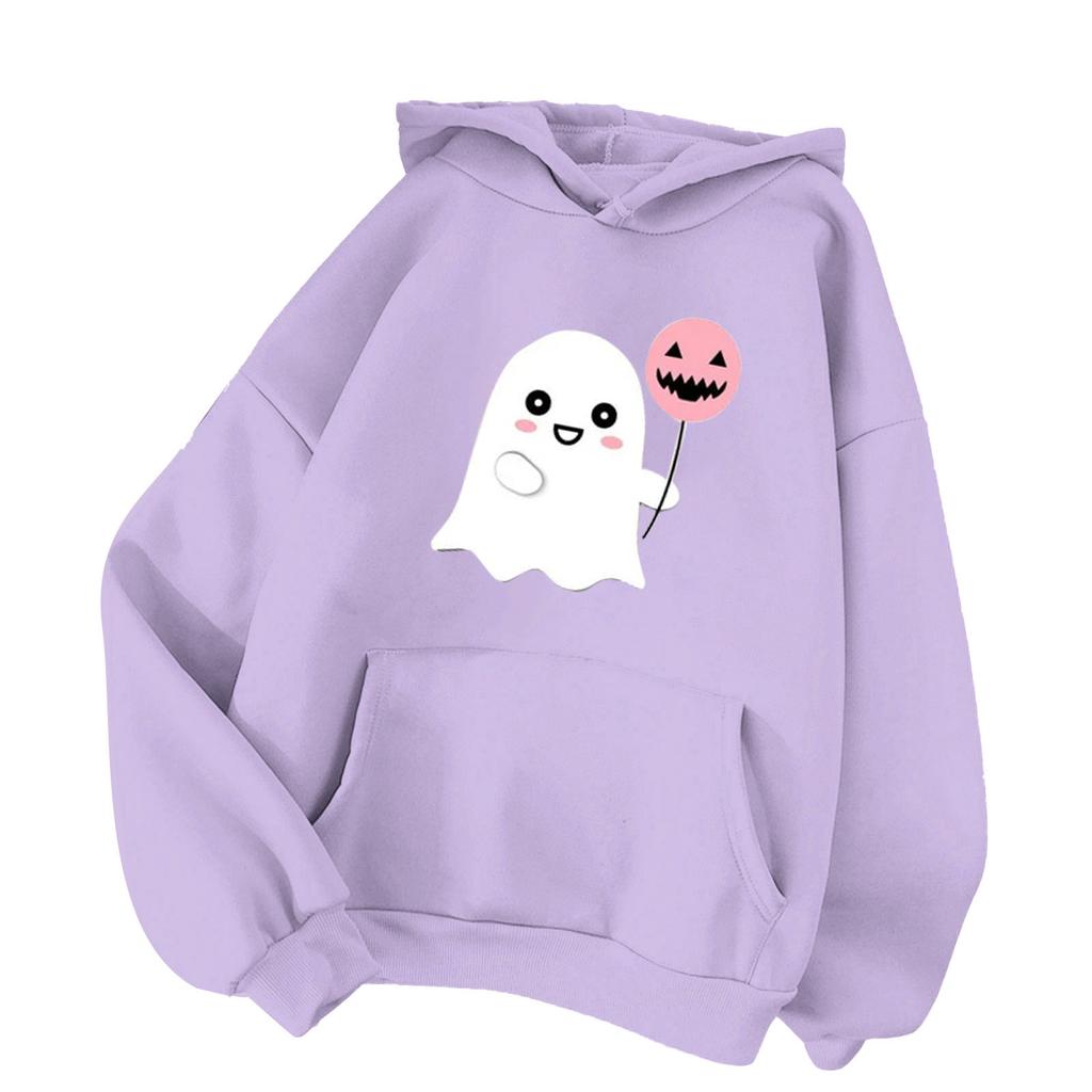 2025 spring and autumn European and American pumpkin Halloween, high-quality printed men's and women's casual fashion hooded sweater