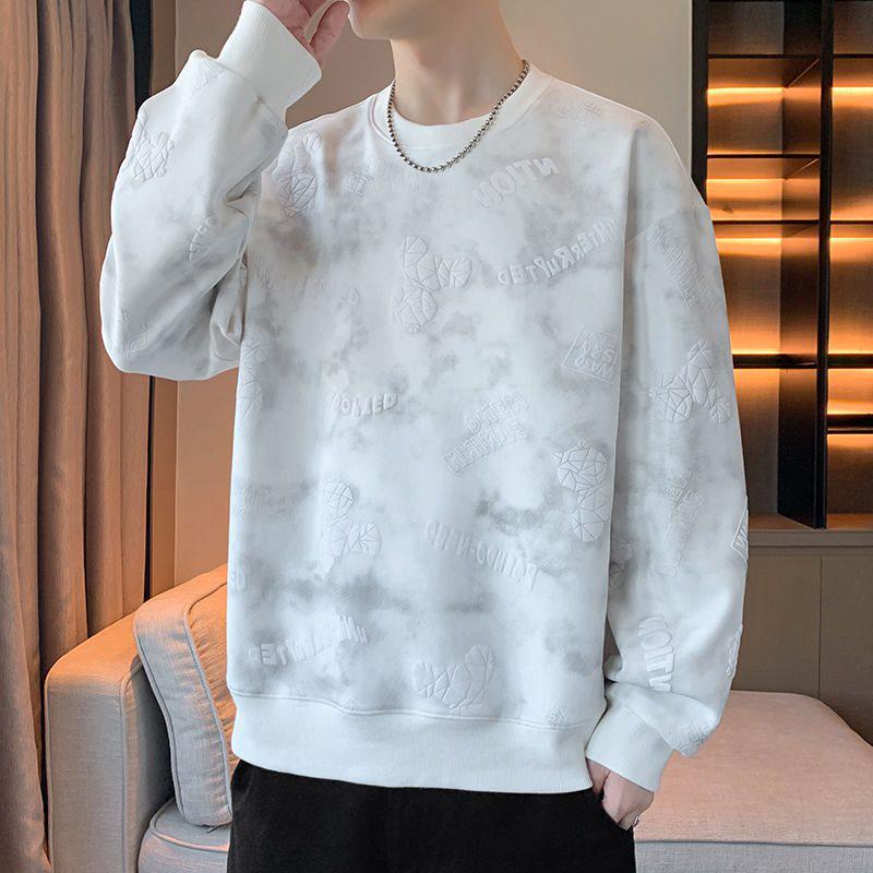 Hanorac Versatil pentru Bărbați Stil Coreean cu Gât Rotund - Trendy, Casual, Croială Largă, Mânecă Lungă pentru Primăvară și Toamnă