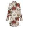 Damen Herbst Casual Langarmshirts Sweatshirt Vintage Bedrucktes High Neck Top Pullover