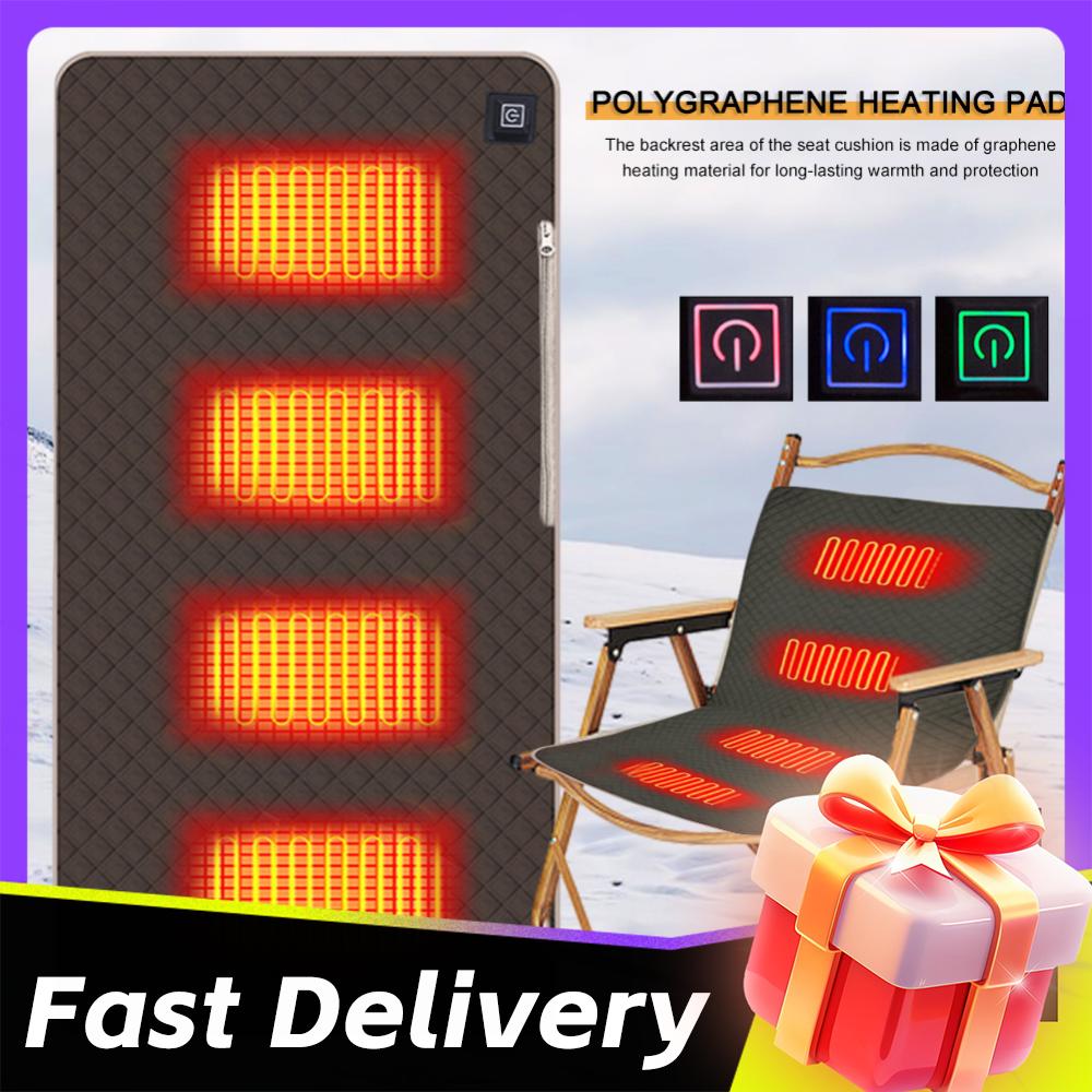 4-Zone Smart 5V Heated Cushion Outdoor Camping Chairs USB-Powered Heating Pad Portable Heated Mat for Outdoor Seating Comfort