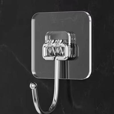 No Need To Punch Holes Self Adhesive Hooks Transparent Seamless Wall Hooks Wall Mounted Acrylic Towel Hooks For Kitchen Bathroom