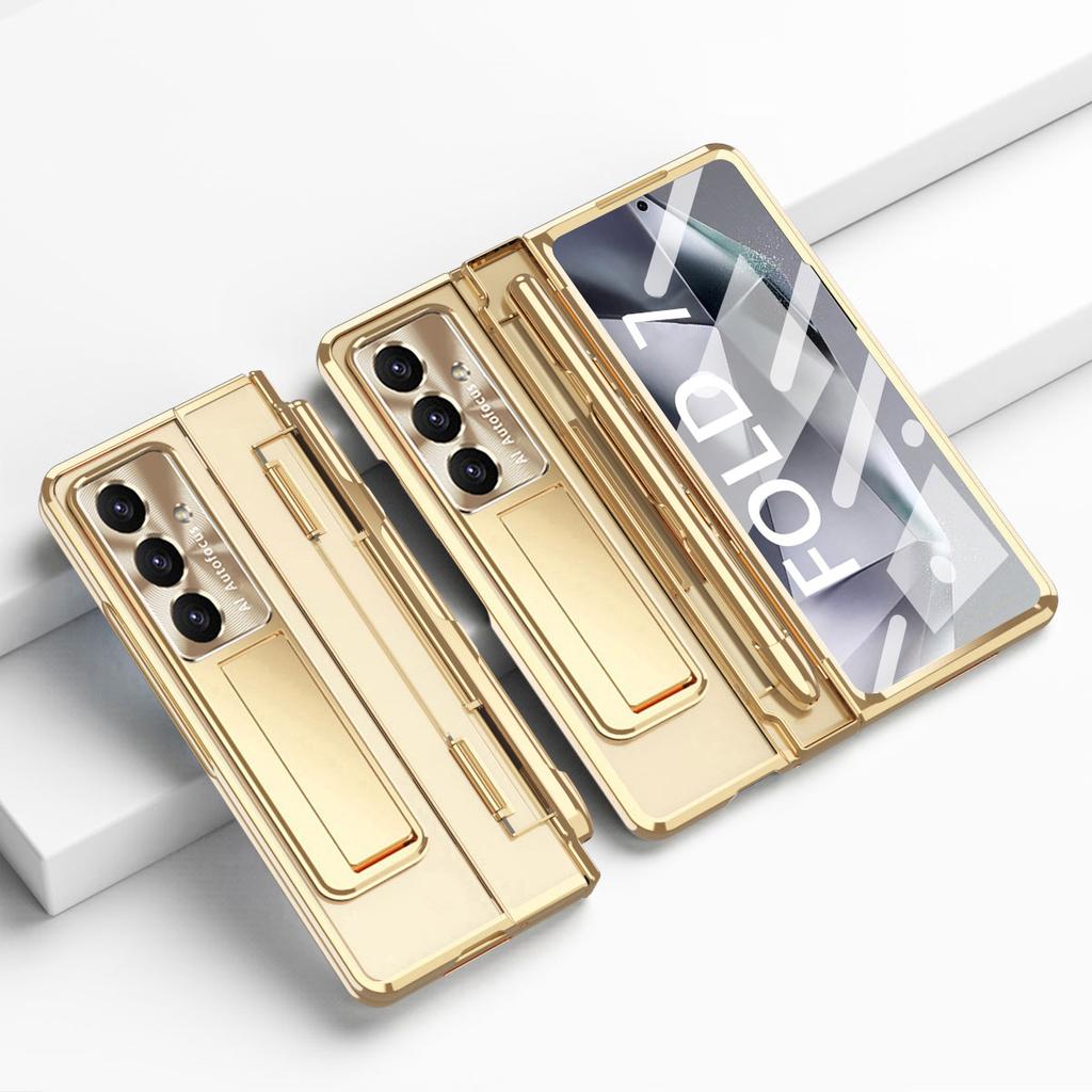 For Samsung Galaxy Z Fold7 5G Case Kickstand Hard PC Phone Cover with Screen Film/Stylus