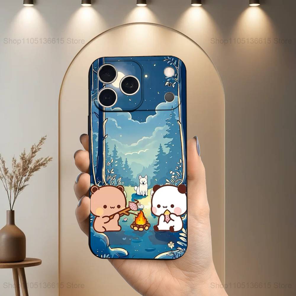 Cute B-BuBu D-DuDu Phone Case For iPhone 17,16,15,14,13,12,11,Plus,Pro Max,XS,X,XR,SE,Mini,8,7,Soft Silicone Black Cover