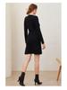 Elegant French High-End Mid-Length Knitted Dress with Heart Buckle for Early Spring