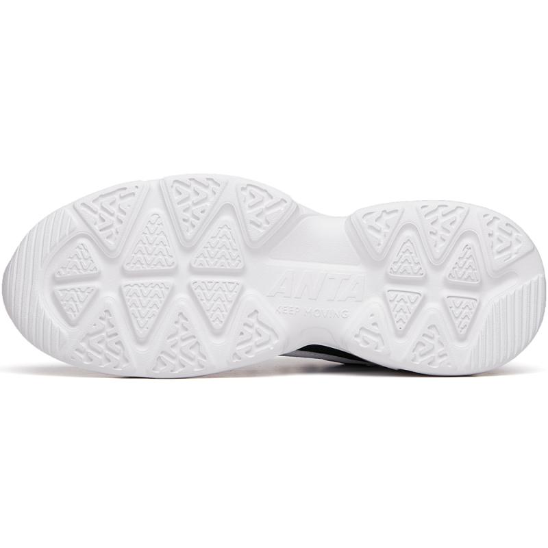 Anta Life Collection Leather Upper Anti Slip Wear Resistant Low Top Chunky Sneakers Men's White Black Sneakers 111938822R-16