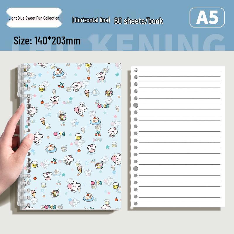 Detachable Floral Puppy B5 Binder Notebook - Comfortable and Simple