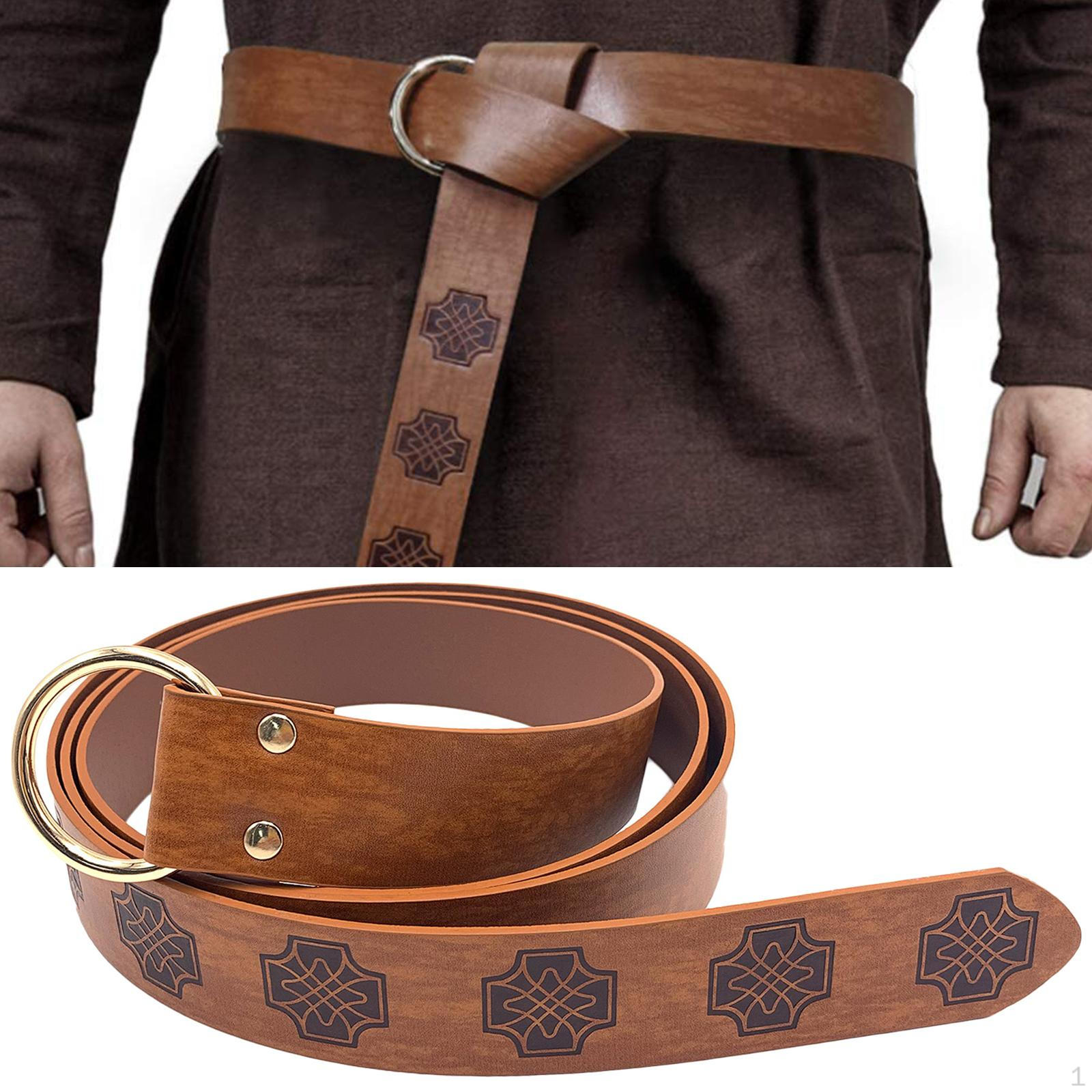 

Ремень среднего возраста, аксессуары из искусственной кожи на талии, рыцарские пряжки, ретро-тисненая сцена светло-коричневого