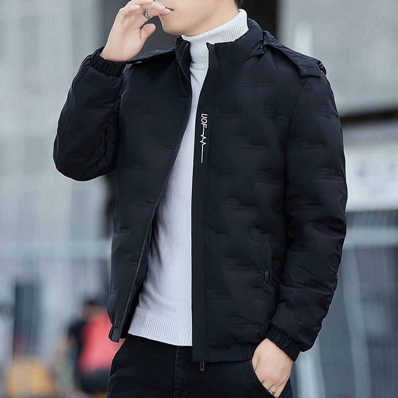 

Men s down jacket new autumn and winter youth hooded warm casual solid color white duck down men s jacket trendy and versatile M