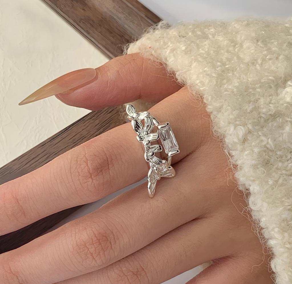 PANJBJ 925 Sterling Silver Multicolour Zircon Ring for Women Girl Fashion Sweet Versatile Jewelry Birthday Gift Dropshipping