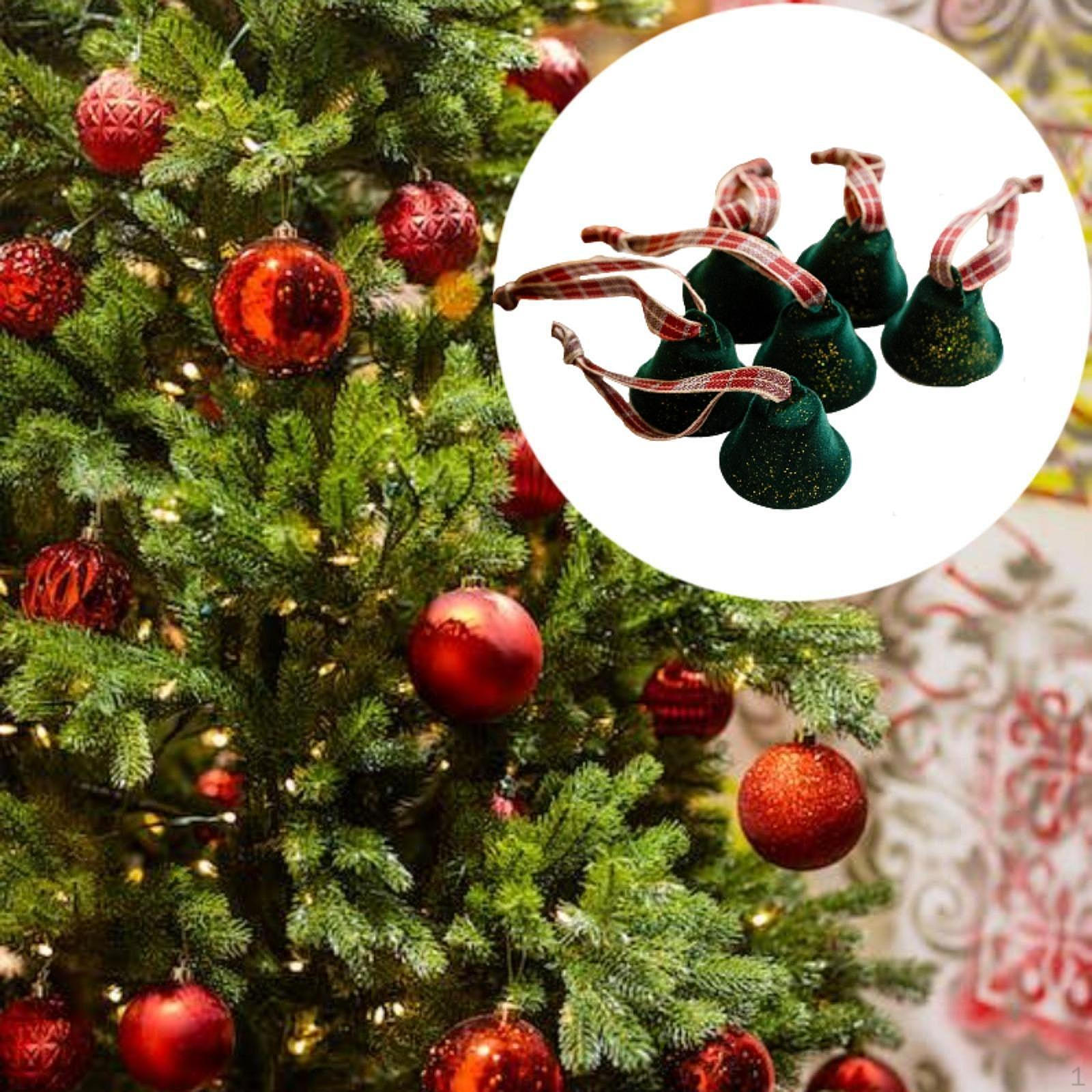 

6 рождественских украшений-колокольчиков с лентами для дома и вечеринки зелёный