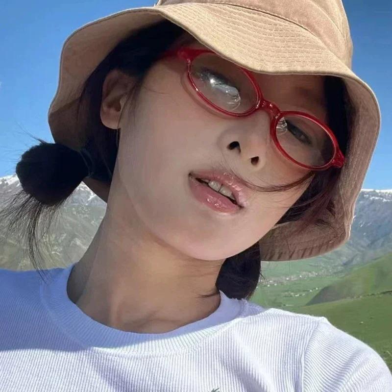 Women Y2K Retro Oval Glasses Small Frame Eyewear Blue Light Blocking Eyeglasses Female Computer Reading Optical Spectacle