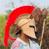 Handmade Spartan Helmet with Red Plume: Ancient Greek Warrior Cosplay