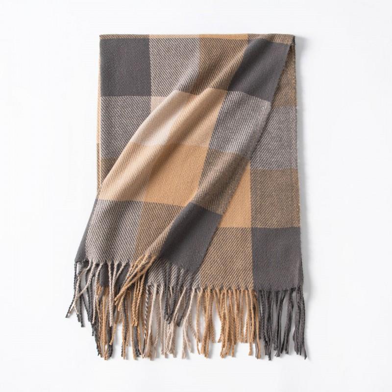 Winter Plaid Scarf Women Men - Soft Faux Cashmere Wrap Shawl With Tassels Long 65x200cm Warm Fashion Accessory