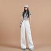 Spring Summer White Three Proof Ultra Soft Lyocell Patchwork Floor Drape Wide Leg Denim Pants Ladies Casual Pants Oversize Denim Trousers