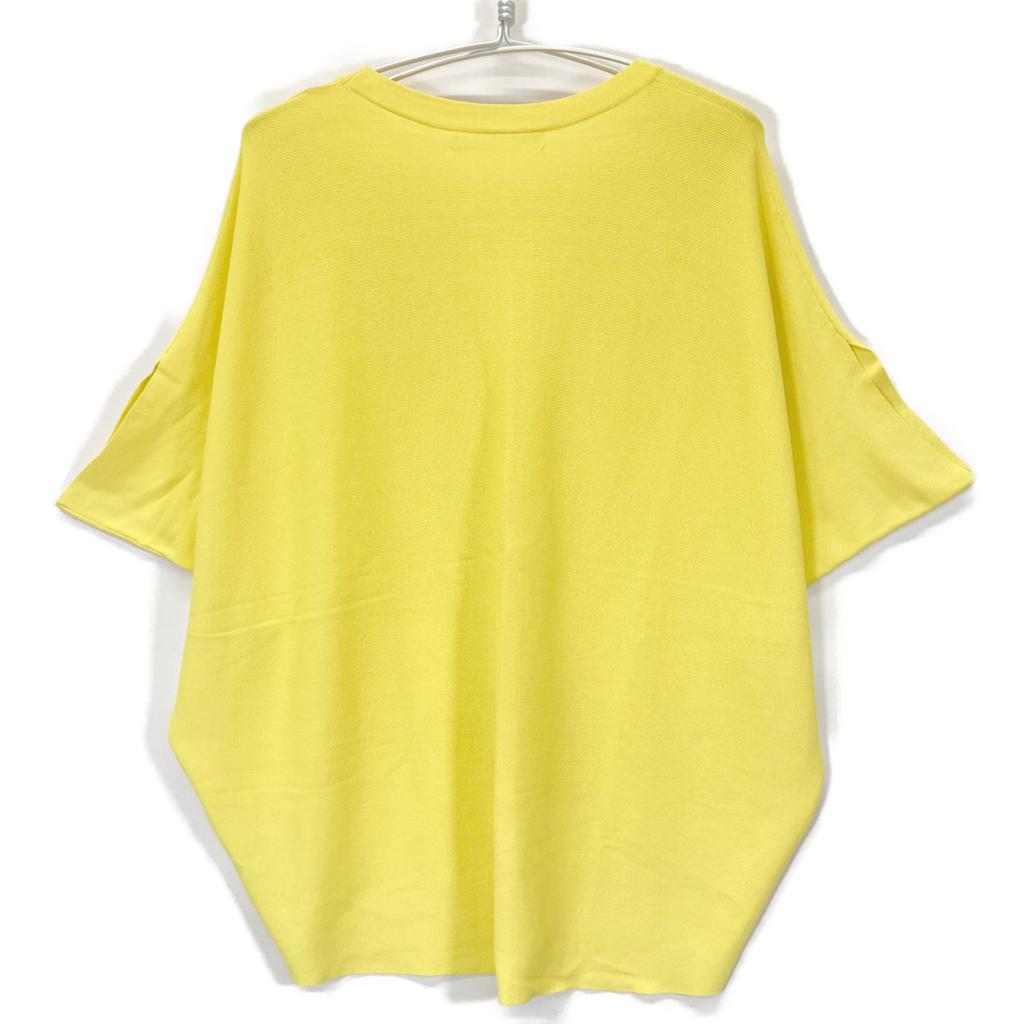 L'Appartement 22Stainless Steel Yellow Crew Neck Short Sleeve Knit Pullover Tops Not Written yellowUsed