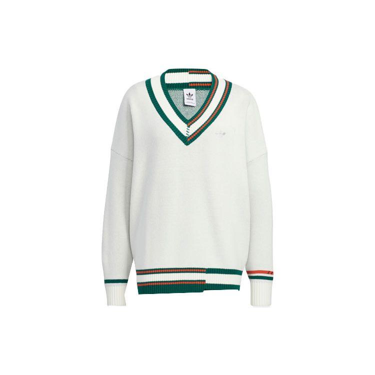 adidas Originals Women s Varsity V-Neck Knit Sweater White Female HS9521 XS