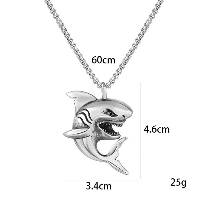 Shark men's Necklace Stainless Steel Chain Personalized Silver Color Fish Pendant Punk Style Neck Accessories hip-hop Jewelry